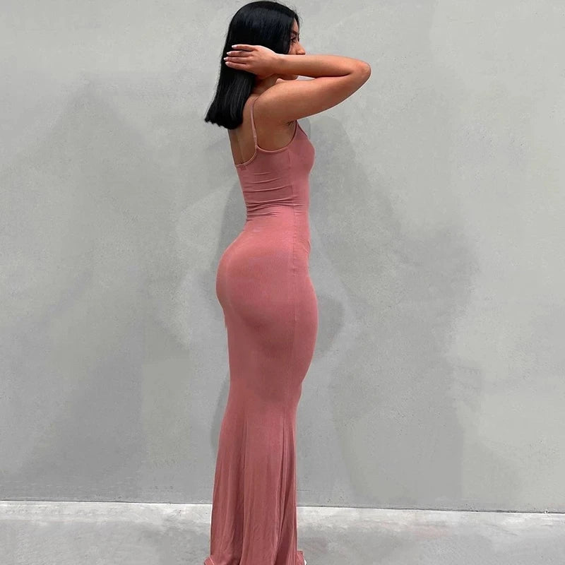 Satin Slip Sleeveless Backless Dress