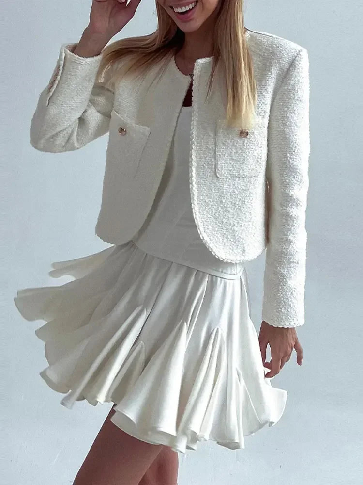 White Ruffles High Waist Skirt